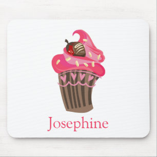 Personalised Whimsy Pink Cupcake Mouse Pad
