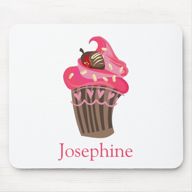 Personalised Whimsy Pink Cupcake Mouse Pad (Front)