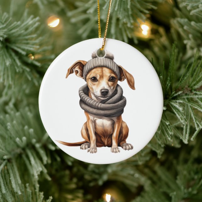 Personalised Whippet Dog Ceramic Ornament (Tree)