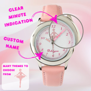 Personalised Whipsy Pink Ballerina Learn Time Watch