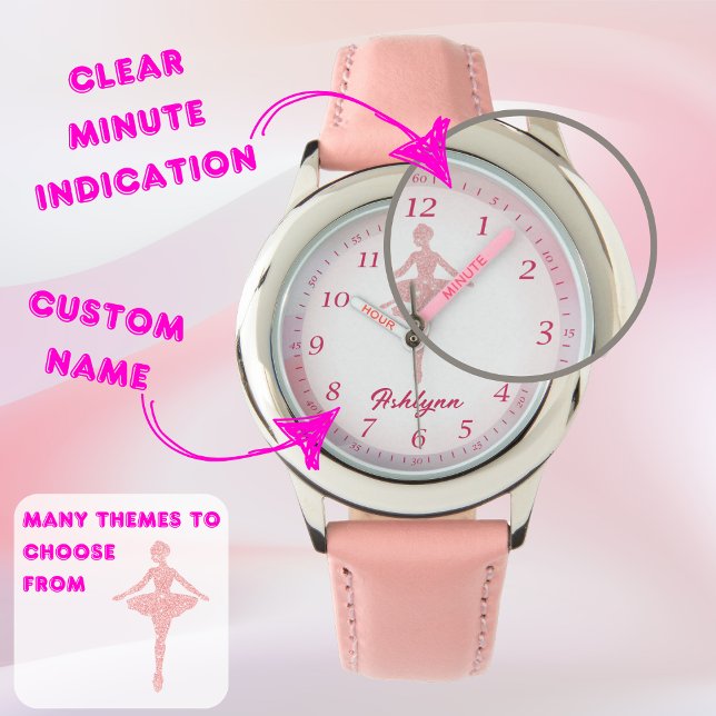 Personalised Whipsy Pink Ballerina Learn Time Watch (Creator Uploaded)