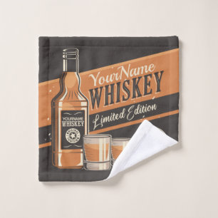 Personalised Whiskey Liquor Bottle Western Bar Bath Towel Set