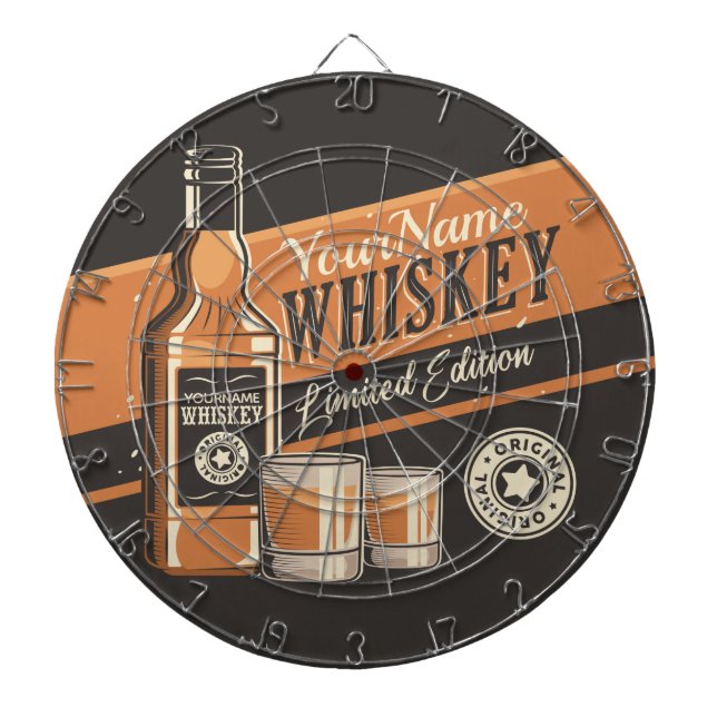 Personalised Whiskey Liquor Bottle Western Bar  Dartboard (Front)