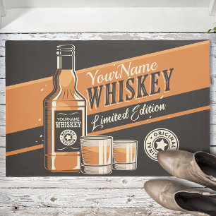 Personalised Whiskey Liquor Bottle Western Bar Doormat