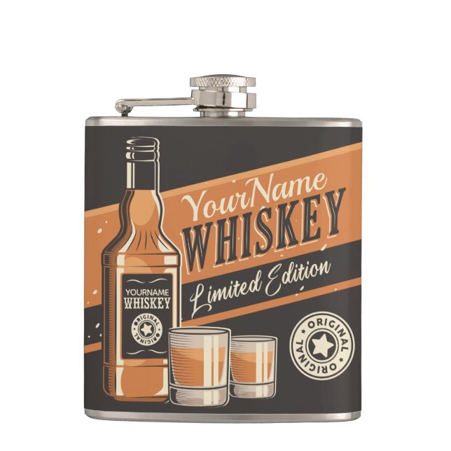 Personalised Whiskey Liquor Bottle Western Bar  Hip Flask (Front)