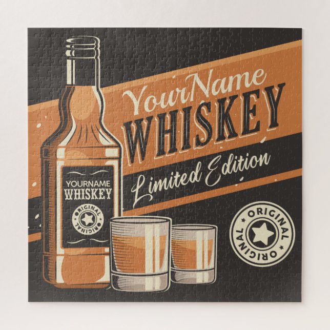 Personalised Whiskey Liquor Bottle Western Bar Jigsaw Puzzle (Vertical)