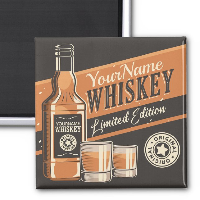 Personalised Whiskey Liquor Bottle Western Bar Magnet (Creator Uploaded)