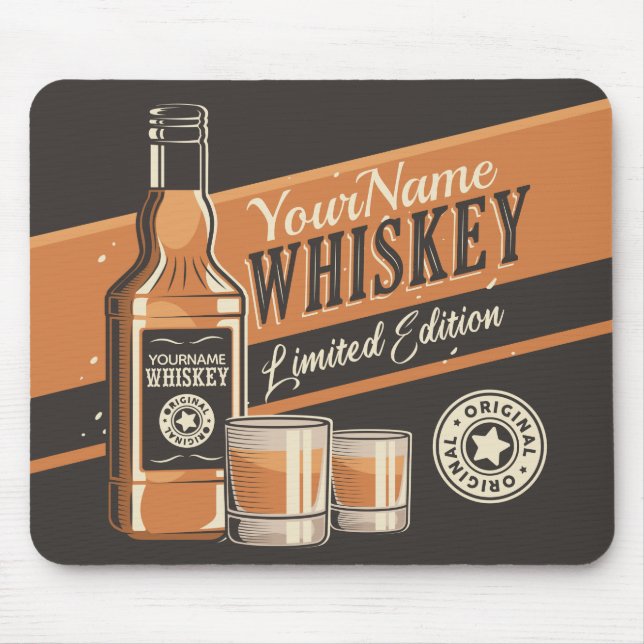 Personalised Whiskey Liquor Bottle Western Bar  Mouse Pad (Front)