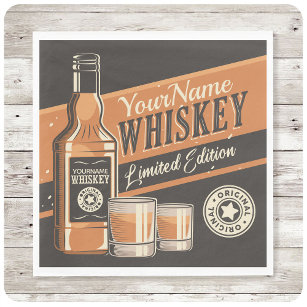 Personalised Whiskey Liquor Bottle Western Bar Napkin