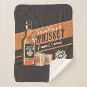 Personalised Whiskey Liquor Bottle Western Bar  Sherpa Blanket