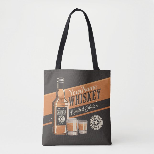 Personalised Whiskey Liquor Bottle Western Bar  Tote Bag (Front)