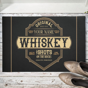 Personalised Whiskey on the Rocks Liquor Label Bar Doormat