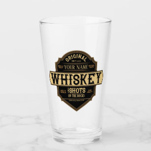 Personalised Whiskey on the Rocks Liquor Label Bar Glass