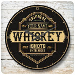 Personalised Whiskey on the Rocks Liquor Label Bar Large Clock<br><div class="desc">Personalised Whiskey on the Rocks Liquor Label Bar design...   Perfect addition to the man cave (or woman cave!) Customise with your Name or Custom Text!</div>