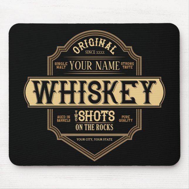 Personalised Whiskey on the Rocks Liquor Label Bar Mouse Pad (Front)