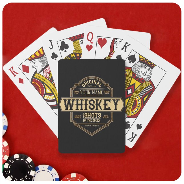 Personalised Whiskey on the Rocks Liquor Label Bar Playing Cards (Creator Uploaded)