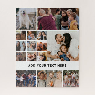 Personalised White 16 Photo Collage Jigsaw Puzzle