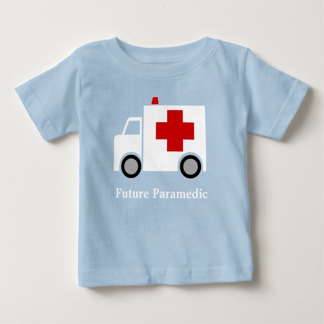 Personalised| White Ambulance | Future Paramedic Baby T-Shirt (Front)