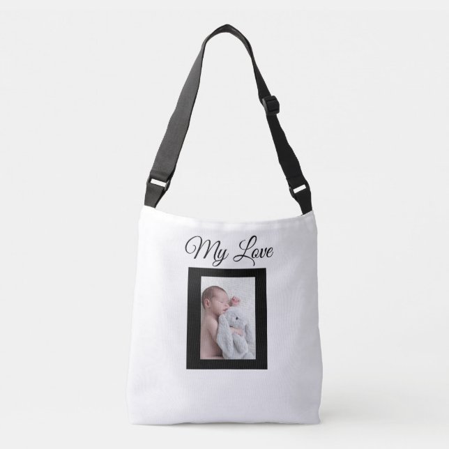 Personalised white and black baby photo Tote Bag (Front)