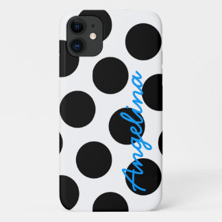 Personalised White and Black Polka Dot iPhone 11 Case