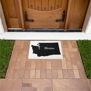 Personalised White and Black Washington Doormat