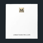 Personalised White and Gold Monogram Notepad<br><div class="desc">Make a statement with this elegant personalised white notepad featuring a brushed metallic gold monogram initial and name in classic block typography. Perfect for taking notes, making to-do lists, or writing down your thoughts, this notepad is a must-have for anyone who values style and functionality. Whether it's for yourself or...</div>