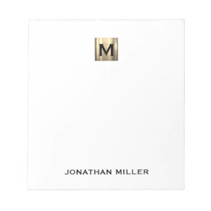 Personalised White and Gold Monogram Notepad