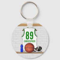 Personalised White and Green Basketball Jersey