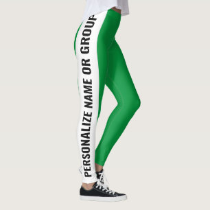 Personalised White And Green trendy girly Leggings