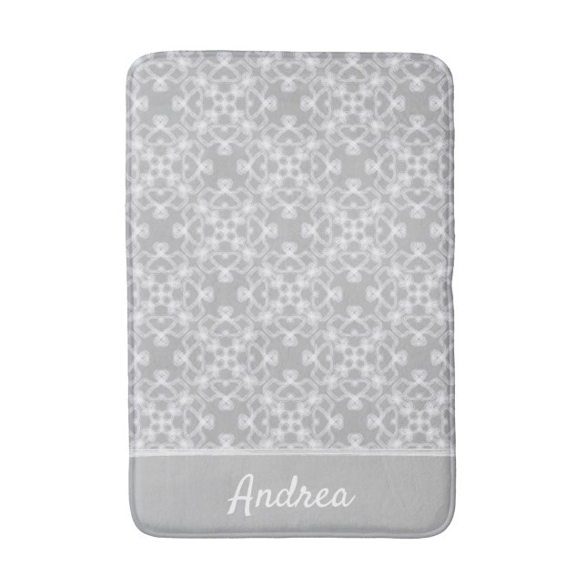 Personalised white and grey pattern bath mat (Front Vertical)