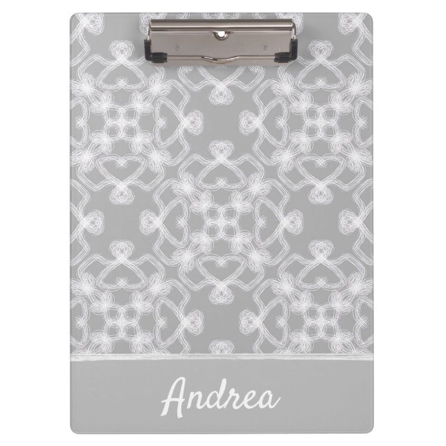 Personalised white and grey pattern clipboard (Front)