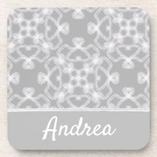 Personalised white and grey pattern coaster