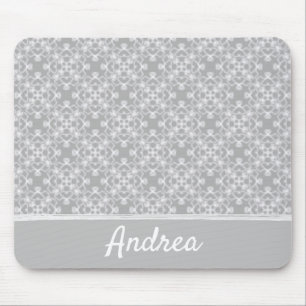 Personalised white and grey pattern mouse pad