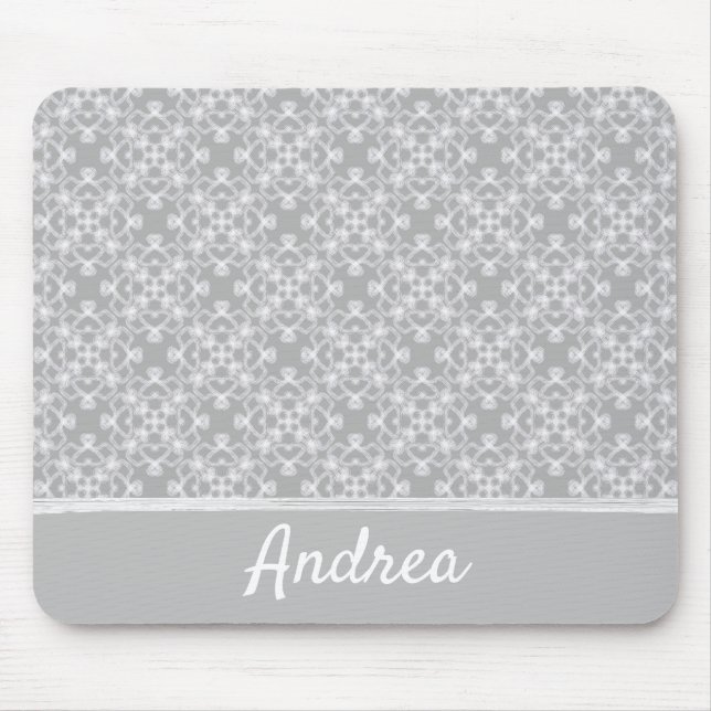 Personalised white and grey pattern mouse pad (Front)