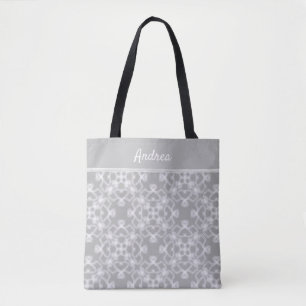 Personalised white and grey pattern tote bag