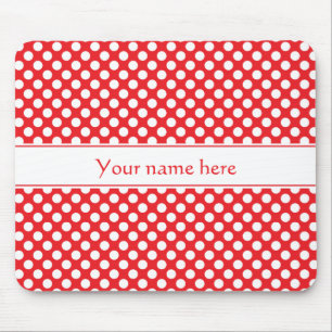 Personalised White and Red Polka Dot Mouse Pad