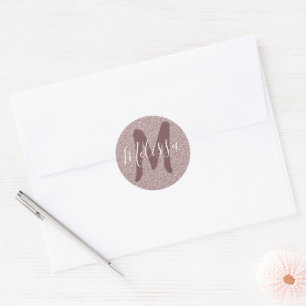 Personalised White and rose gold paisley Classic Round Sticker