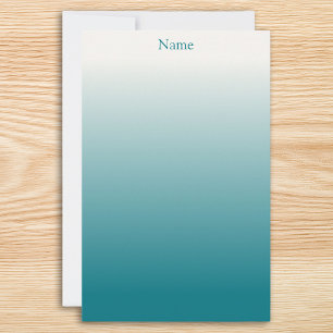 Personalised White and Teal Ombre Stationery