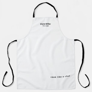 personalised white apron with name of the chef