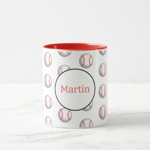 Personalised White Baseball Red Stitching Two-Tone Mug