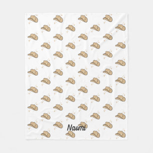 Personalised White Beige Cowgirl Rodeo Pattern Fleece Blanket