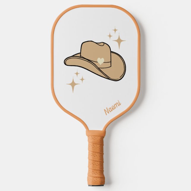 Personalised White Beige Cowgirl Rodeo Pattern Pickleball Paddle (Front)