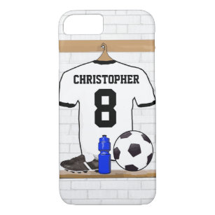 Personalised White Black Football Soccer Jersey Case-Mate iPhone Case