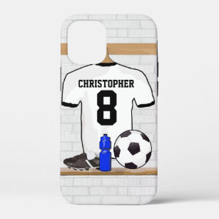 Personalised White Black Football Soccer Jersey iPhone 12 Mini Case