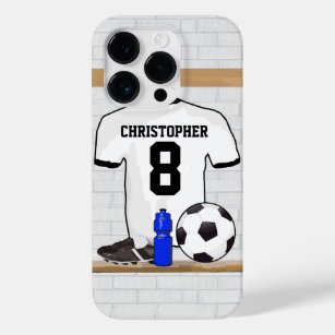 Personalised White Black Football Soccer Jersey Case-Mate iPhone 14 Pro Case
