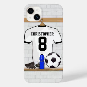 Personalised White Black Football Soccer Jersey Case-Mate iPhone 14 Plus Case