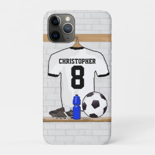 Personalised White Black Football Soccer Jersey iPhone 11 Pro Case