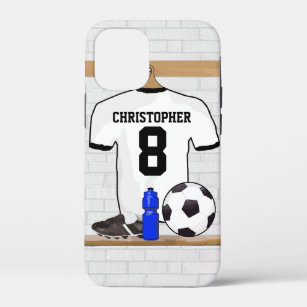 Personalised White Black Football Soccer Jersey iPhone 12 Mini Case