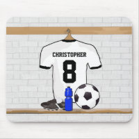 Personalised White Black Football Soccer Jersey