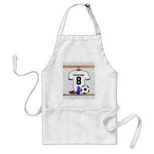 Personalised White Black Football Soccer Jersey Standard Apron